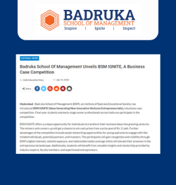 Badruka School Of Management Unveils BSM IGNITE, A Business Case Competition