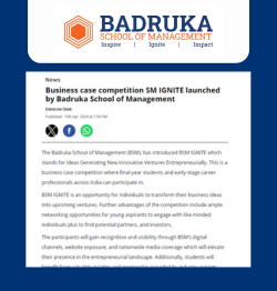 Business Case Competition BSM IGNITE launched by Badruka School of Management