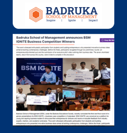 Badruka School of Management announces BSM IGNITE Business Competition Winners