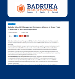 Badruka School Of Management Announces Winners At Grand Finale Of BSM IGNITE Business Competition