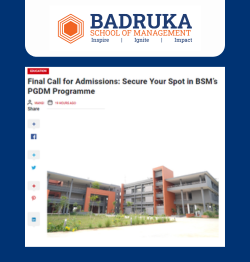 Final Call for Admissions: Secure Your Spot in BSM’s PGDM Programme